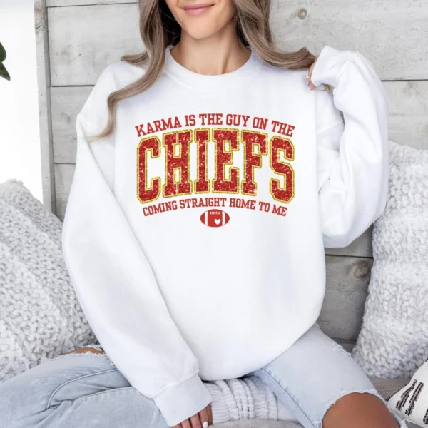 Funny Karma Is The Guy On The Chiefs Game Day Shirt - Image 2