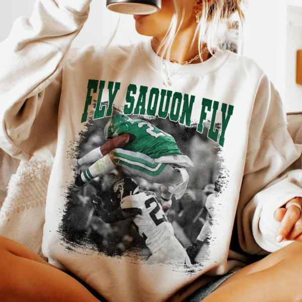 Saquon Barkley Eagles Fly Reverse Hurdle Game Day Shirt - Image 2