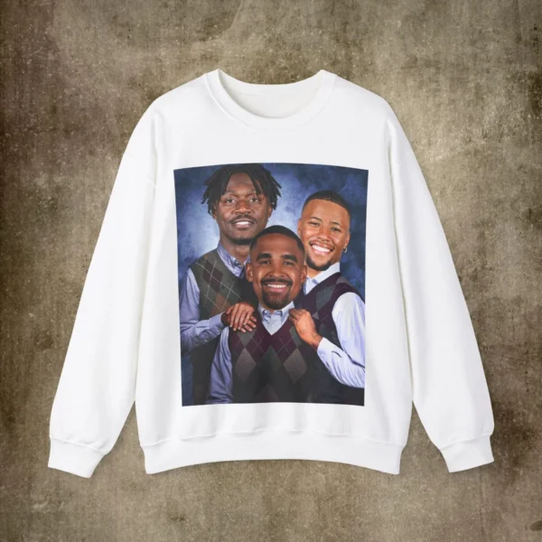 Jalen Hurts Saquon Barkley AJ Brown Eagles Football Fan Gifts Shirt - Image 2