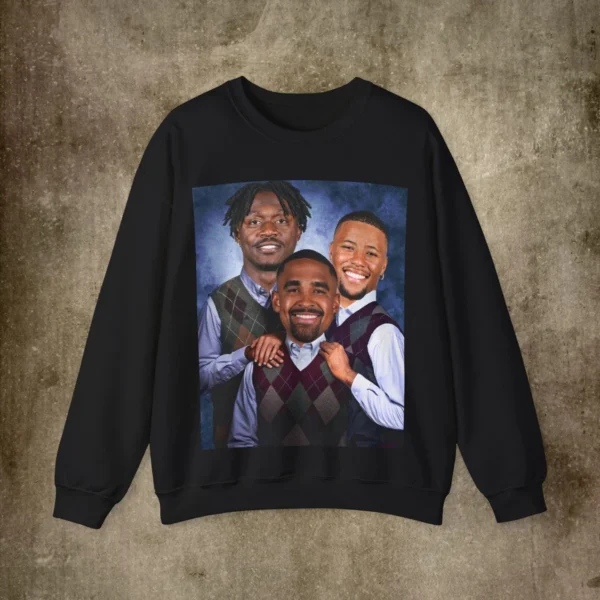 Jalen Hurts Saquon Barkley AJ Brown Eagles Football Fan Gifts Shirt - Image 3