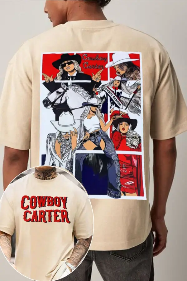 Retro Cowboy Carter Tour For Fan 2 Sided Shirt C1029