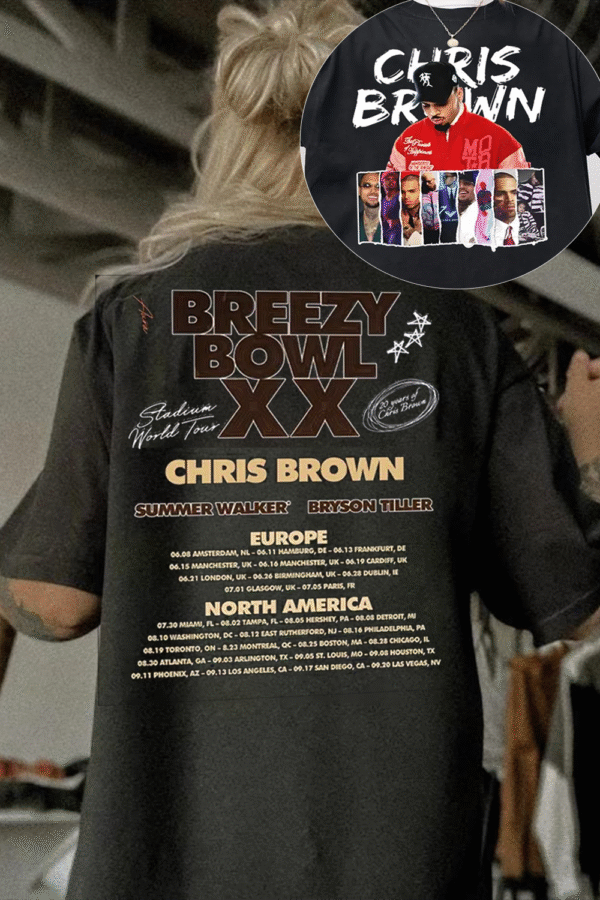 2 Sided Chris Brown Tour Breezy Bowl XX Vintage Shirt
