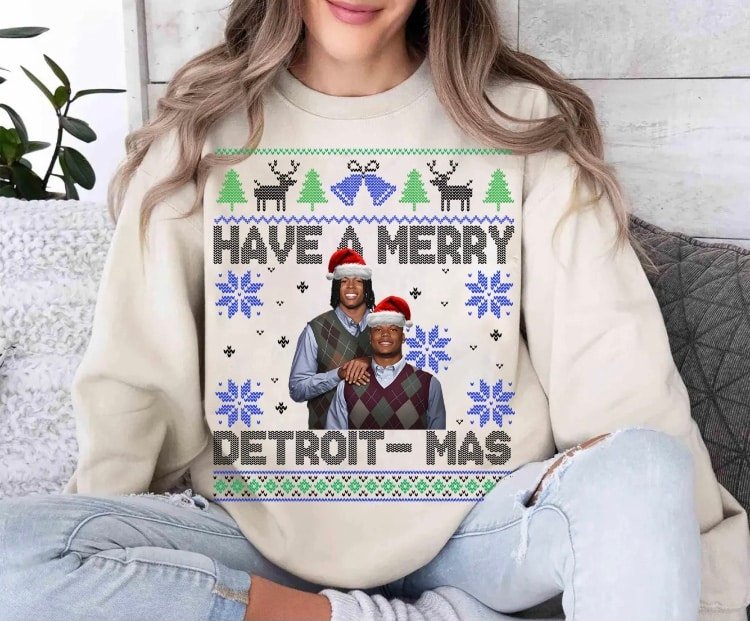 Have A Merry Detroit Mas Funny Football Fan Shirt - Image 4
