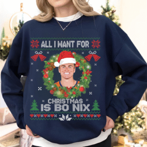 All I Want For Christmas Is Bo Nix Funny Football Fan Shirt