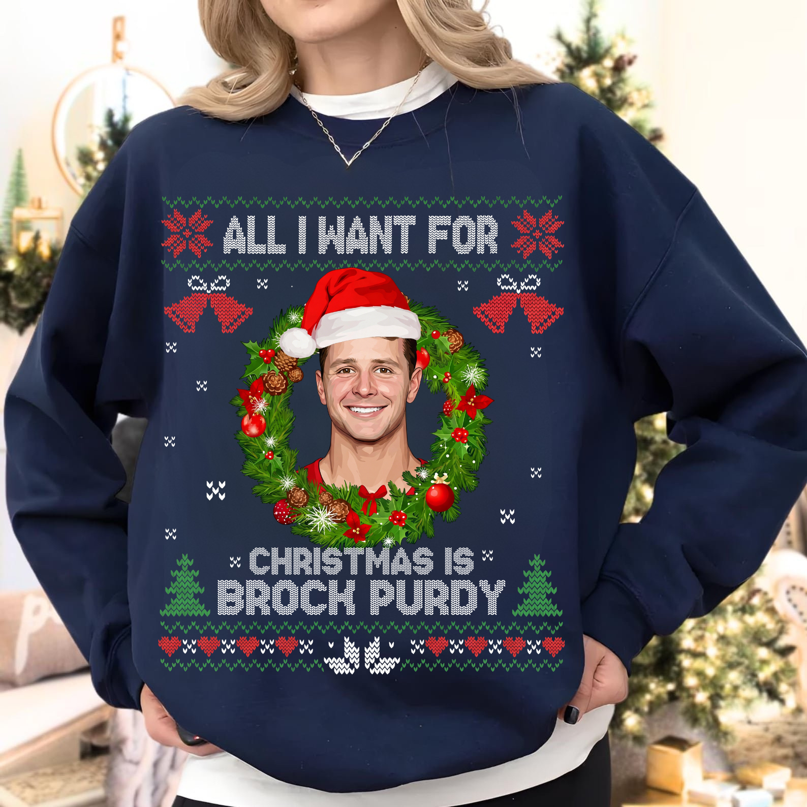 All I Want For Christmas Is Brock Purdy Funny Football Fan Shirt