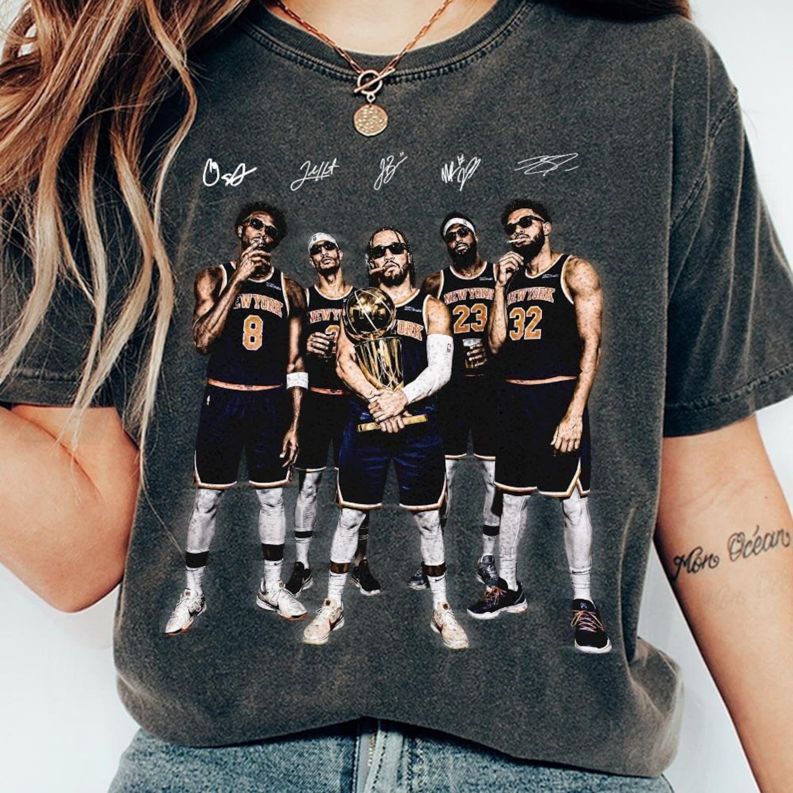Retro 90s Jalen Brunson Anunoby New York Champs Basketball Shirt