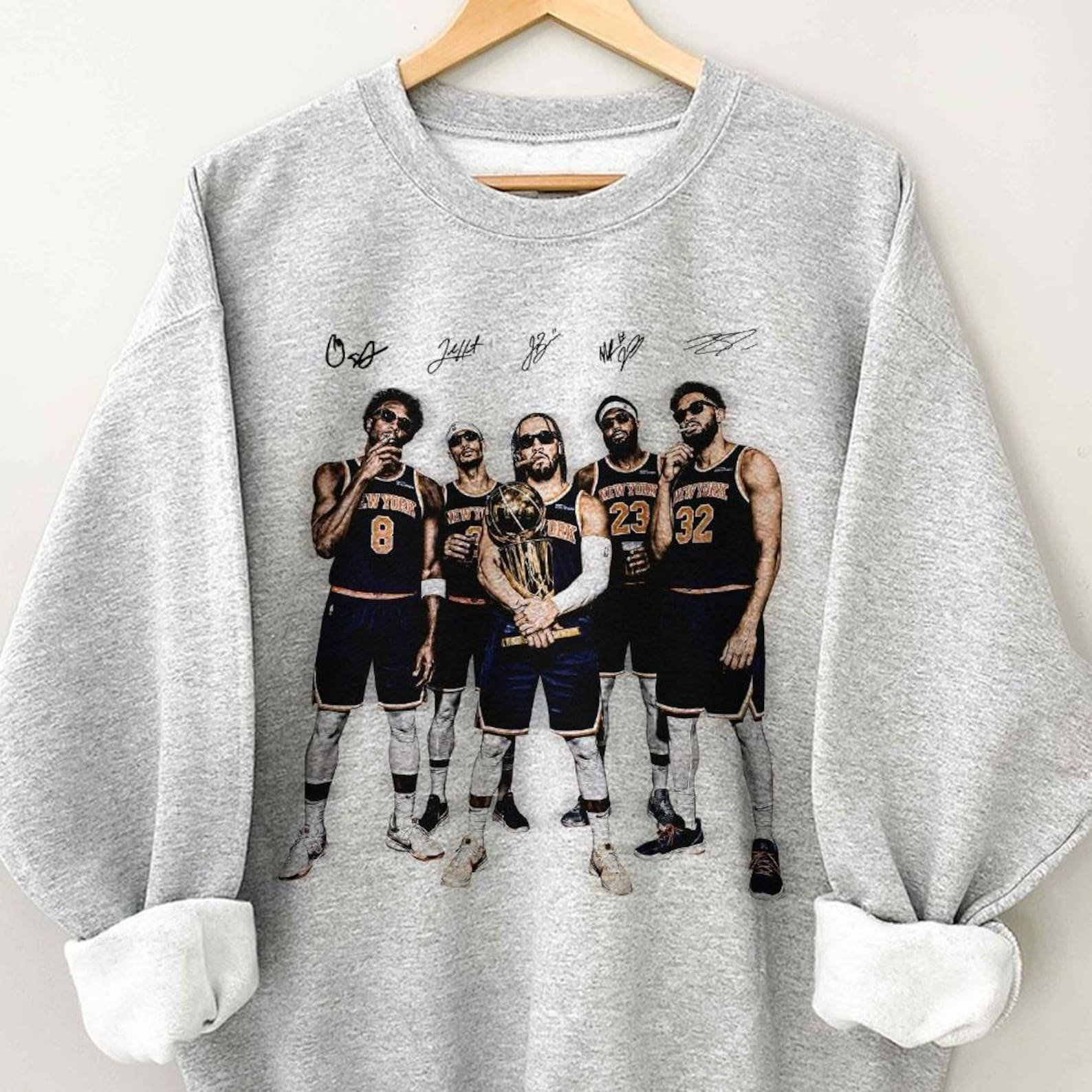 Retro 90s Jalen Brunson Anunoby New York Champs Basketball Shirt - Image 2