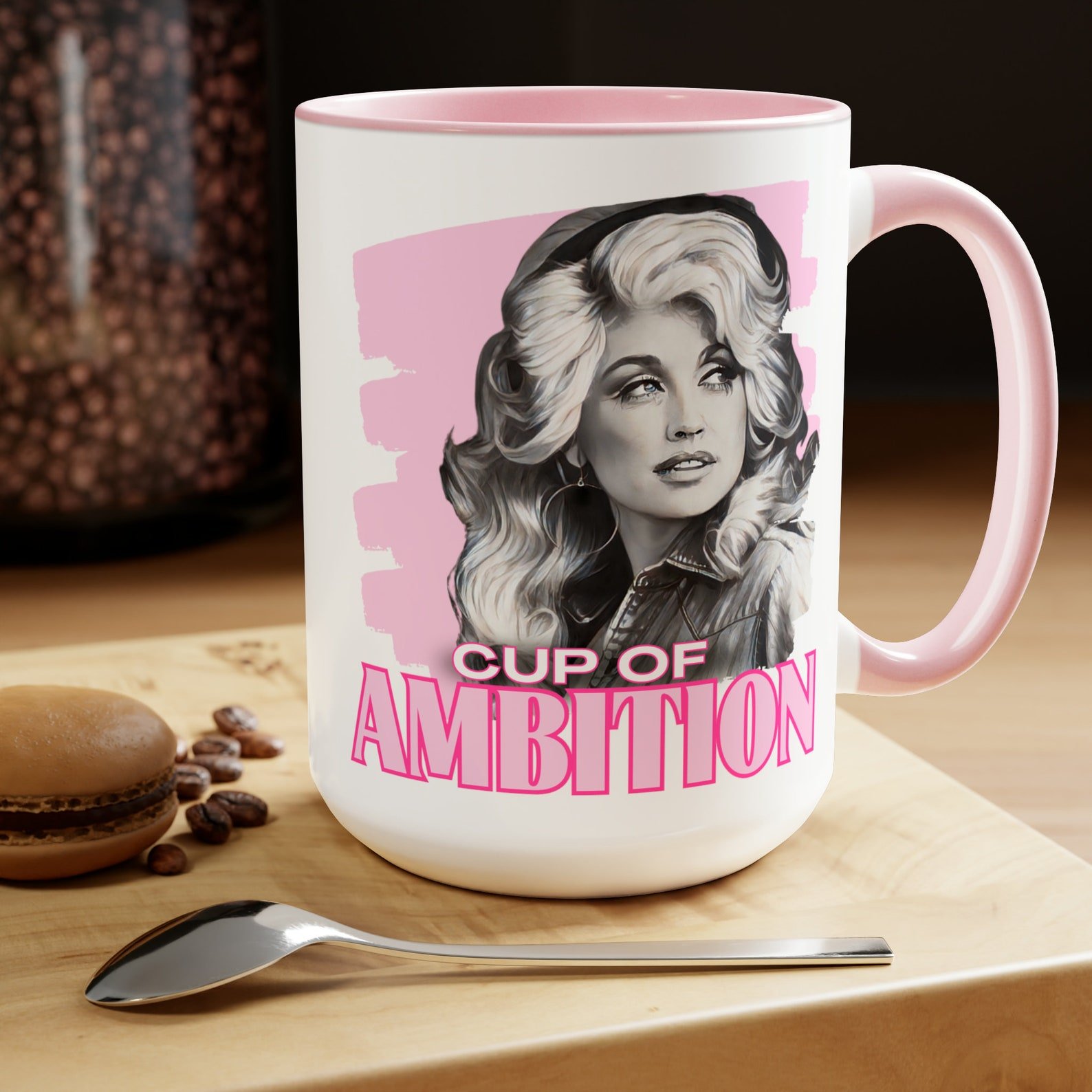 Dolly Parton Cup of Ambition Coffee Mug, Dolly Inspired Drinkware - Image 2