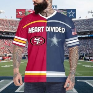 Custom Two Football Team Shirt | Heart Divided Football Jersey