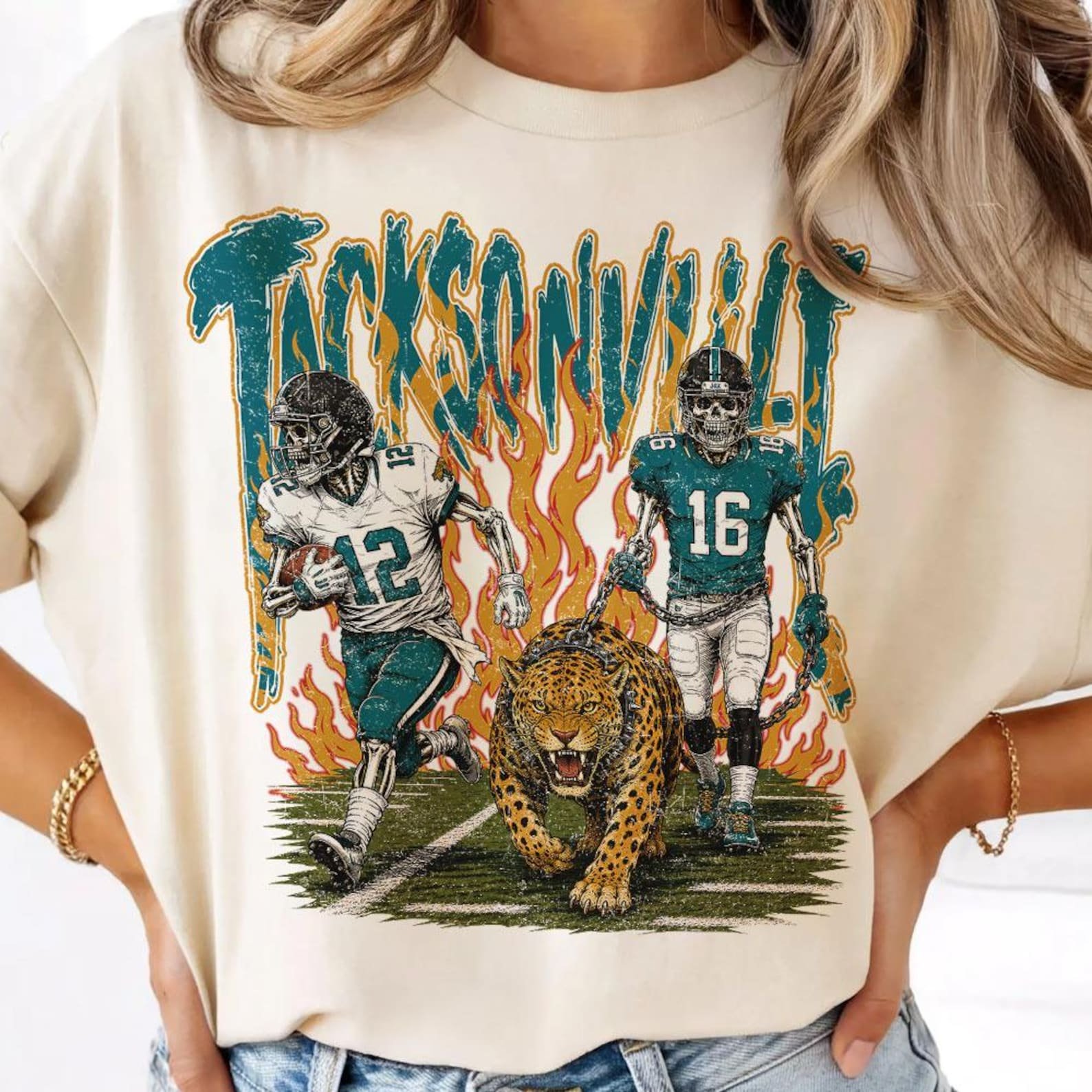 Jacksonville Football Skull Fan Shirt - Image 2