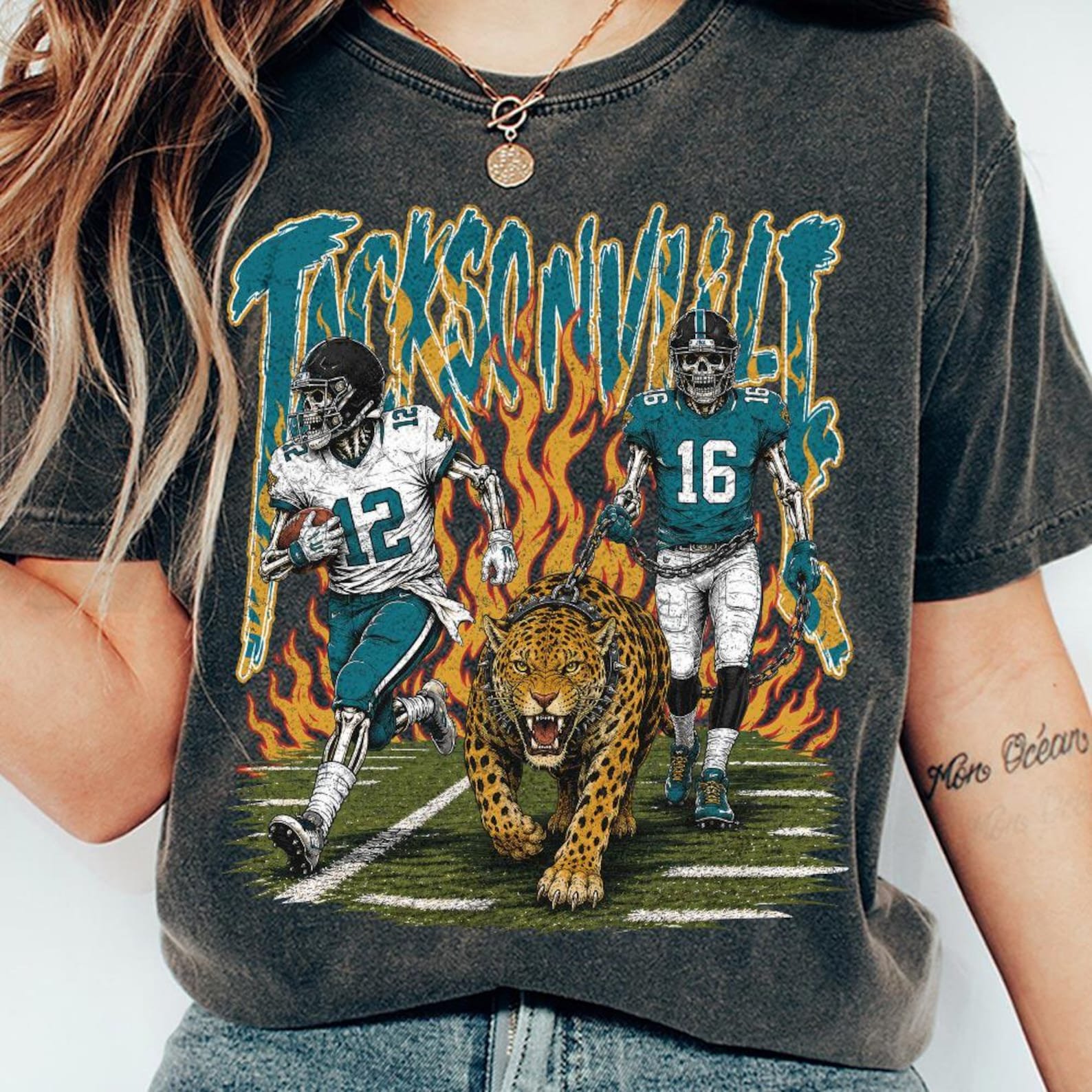 Jacksonville Football Skull Fan Shirt - Image 3