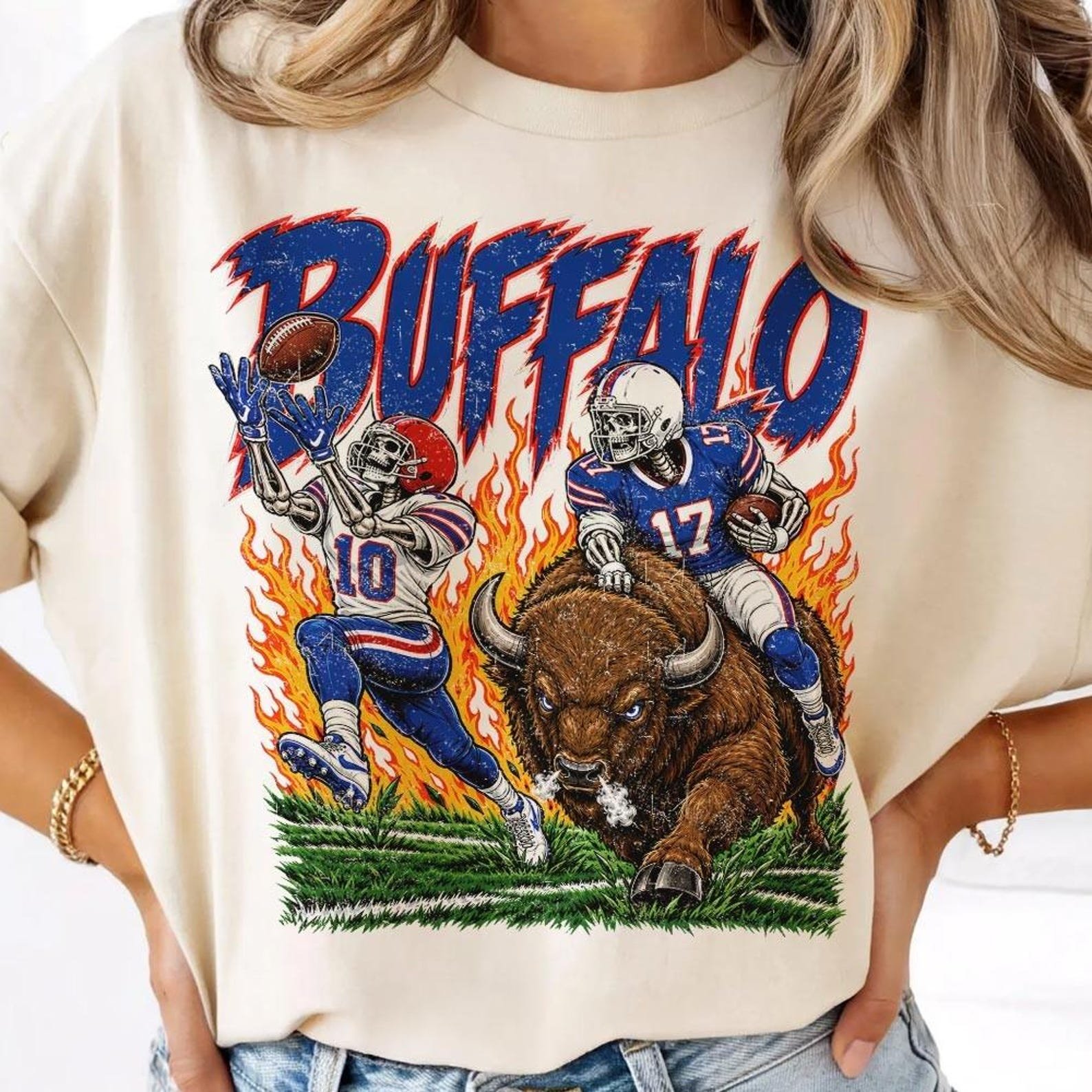 Buffalo Skull Football Fan Shirt - Image 3